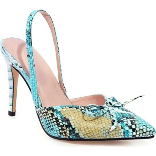 2020 New Summer Bowknot 10cm Thin High Heels Stiletto Middle Hollow Ankle Strap Back Empty Sandals Pumps Womens Shoes