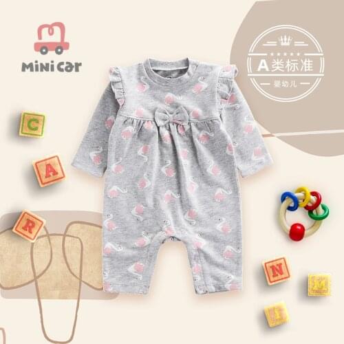Spring and autumn bodysuit for newborn baby 0-3 months old girl baby romper open file creeper 7 cotton long sleeve