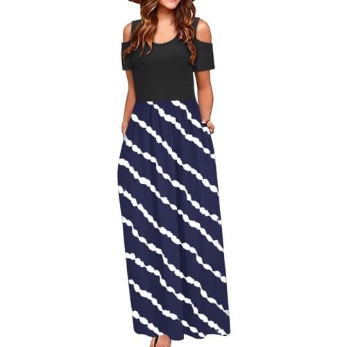 Vintage Print Boho Dress Women Long Maxi Dress Evening Party Beach Dress Vestidos Short Sleeve Dresses Zomer Jurkjes Dames 2021