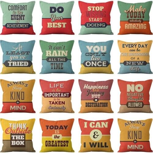 Vintage Loft Cushion Cover Motivational Quotes Sofa Pillow Cases Bedroom Home Decor Car Office Decorative Accessories