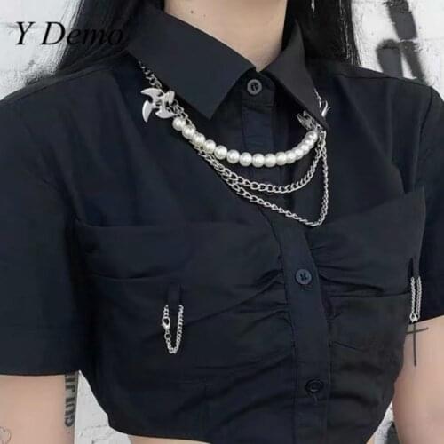 Y Demo Harajuku Punk Chains Necklace Women Gothic Pearl Darts Rock Accessory 2021