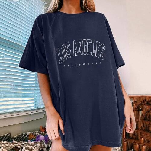 Los Angeles California Women Loose And Comfortable Printed Top T-shirt Female Oversized Tee Shirt Round Neck Harajuku T-shirts