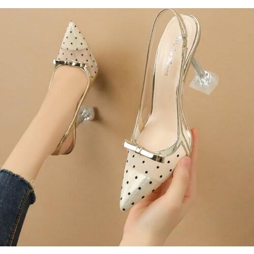 2021 Summer Hollow out Women Pumps Sexy see-through Crystal Clear heeled Female Sandals Elegant High heels Office Lady Shoes