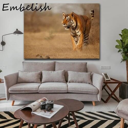 1 Pieces Wild Animals Tiger Walking Modern Home Decor Pictures For Living Room Wall Art Posters HD Print Canvas Oil Paintings