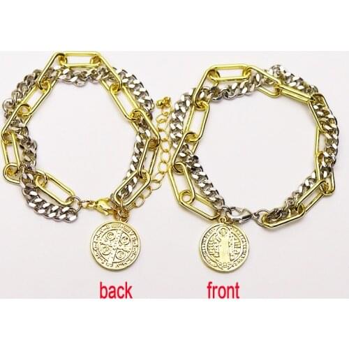 10 Pieces Charms Bracelet Double chain wind Bracelet Fashion Punk hip pop jewelry Bracelet 7356