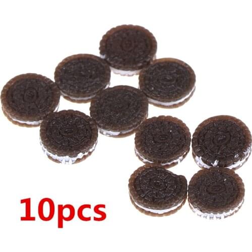 10pcs/lot 1:12 Kawaii Chocolate Cookies Miniature Dollhouse Kitchen Decoration Bakery Mini Food Pretend Play Toys