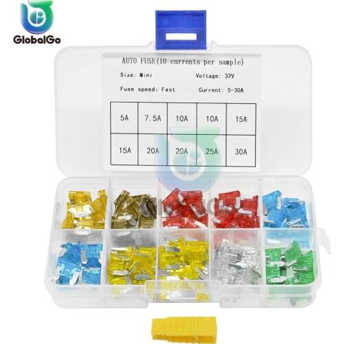 100pcs/Lot Mini Blade Fuses Auto Fuse Kit Set 5A 10A 15A 20A 25A 30A For Car Truck Accessories Fuse Inserts With Case Box Home