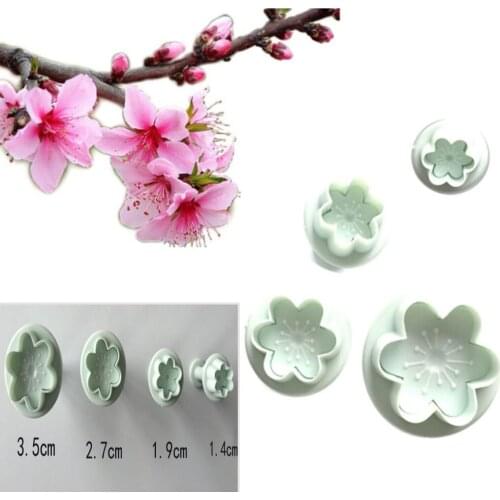 4 Pcs/Set Flower Shape Plastic Baking Mold Kitchen Biscuit Cookie Cutter Pastry Plunger Stamp Die Fondant Cake Decorating Tools