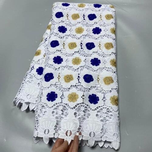 5yard Swiss lace fabric 2021 latest heavy beaded embroidery African 100% cotton fabrics Swiss voile lace popular Dubai style