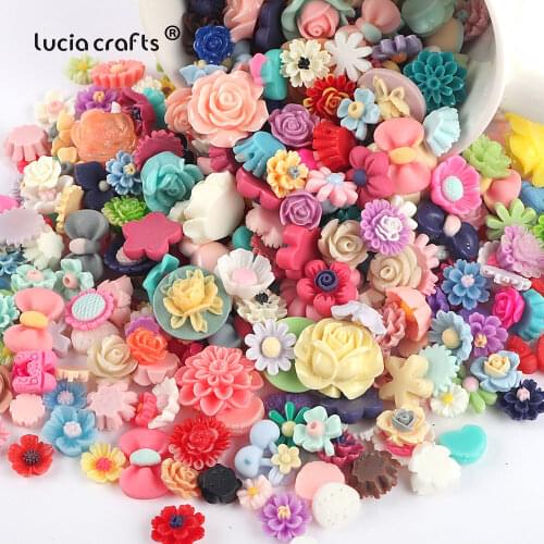 7-28mm 50g/lot Random Colors Flatback Resin Flower Beads Craft DIY Hairpin Headwear & Sewing Accessories F0609