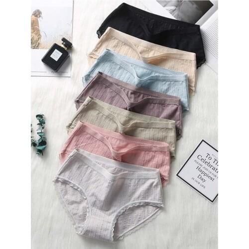 7 Color 5Piece New Womens lace panties cotton briefs seamless Breathable underwear for women shorts Solid Striped sexy panty