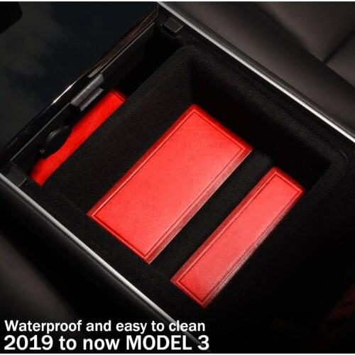 For Tesla Model 3 Interior Accessories 15pcs Microfiber Leather Coffee Cushion Storage Groove Protect Coaster Mat Pad