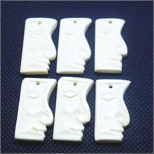 2pcs natural bone beads accessories top fashion diy beads 34x18mm carving face white colors jewelry findings