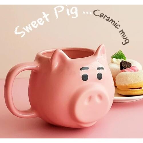 Large Capacity 550ml Cartoons Pig Coffee Mug Microwave Heating Porcelain Cup Cute Teenage Milk Cups Creative funny Gift box