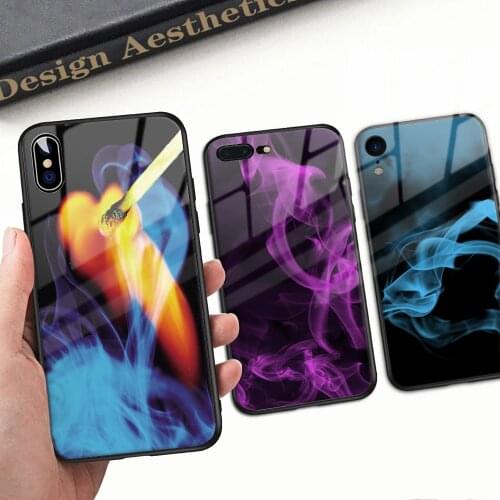 Abstract Painting Glass Phone Case For iphone 11 12 Pro Max X XR XS Max 8 7 6 6s plus Tempered Glass Hard Marble Back Cover