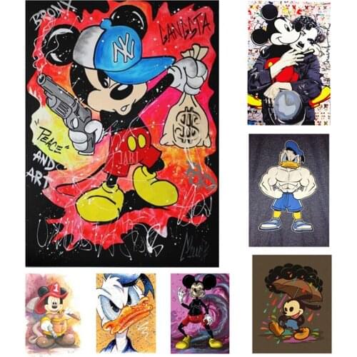 Disney Full Diamond Mickey Mouse Diamond Painting Cross Stitch Mosaic Kit Graffiti Wall Street Art Living Room Decoration