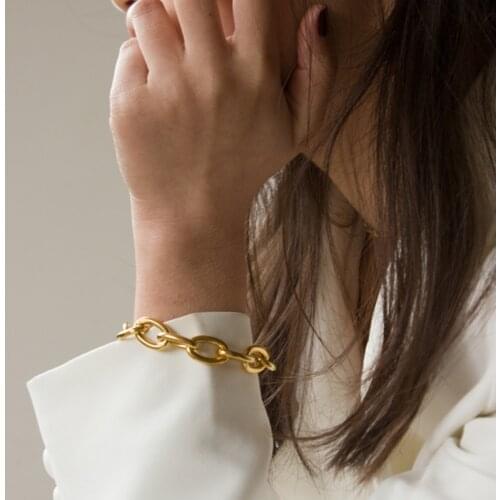 FNIO Punk Curb Cuban Chain Bracelets Set for Women Geometry Boho Thick Gold Color Charm Bracelets Bangles Fashion Jewelry Gift