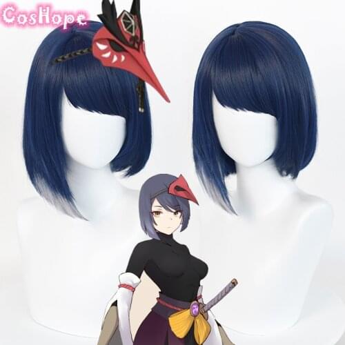 Genshin Impact Sara Cosplay Women 35cm Short Blue Wig Cosplay Anime Cosplay Wigs Heat Resistant Synthetic Wigs Hair Halloween