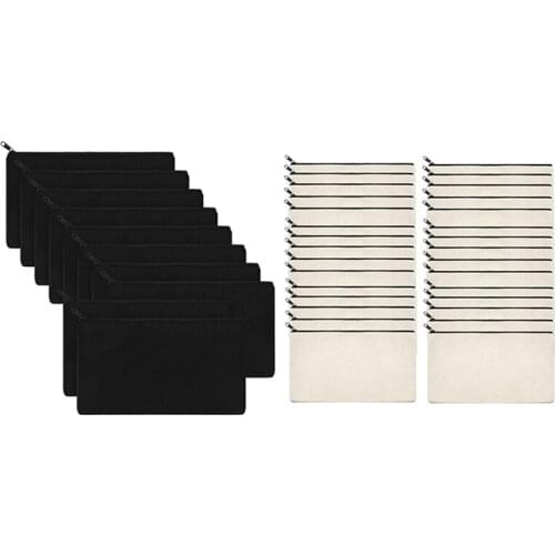 40Pcs Canvas Zipper Bag Pencil Case Cosmetic Bag Blank Bag DIY Craft Bag Cosmetic Bag Cosmetic Bag DIY Craft School