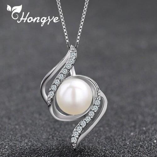 Hongye Silver 925 Jewelry Necklace Girls Natural Freshwater Pearl Created Neck Chain Original Brand Fine Jewelry Silver Necklace