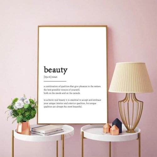 Beauty Definition Print Beauty Quote Minimalist Wall Art Canvas Painting Salon Wall Pictures Girls Room Home Wall Decor