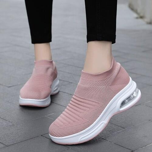 Minika New Toning Shoes Summer Pink Casual Sneakers Women Air Cushion Sport Shoes Wedges Shoes For Women Plus Size 42