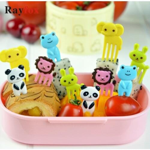 Kitchen Accessories 10pcs/pack Animal Fruit Fork Mini Cartoon Children Snack Cake Dessert Food Fruit Pick Toothpick Bento Lunche