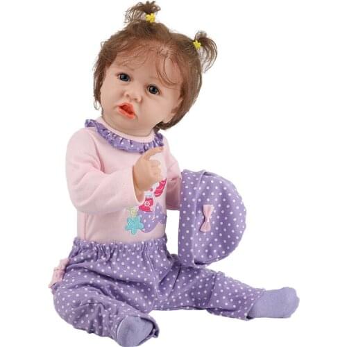 58CM new full body slicone soft real touch reborn baby girl bebe doll reborn Bath toy hand rooted curly fiber hair Anatomically