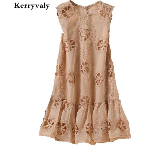 Summer Women Water Soluble Flower Hollow Lace Dress Zomerjurk Dames 2021 Two Piece Loose A-Line Slim Sleeveless Vest Dress N9272