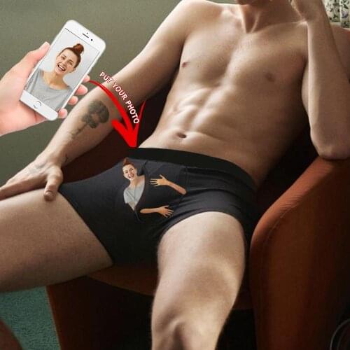 M Yescustom Custom Face Men Print Boxer Briefs Personalized Customize Photo Funny Slogan Husband Gift Plus Size Casual Underwear