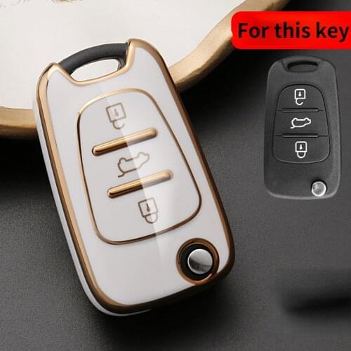 New Carbon fiber TPU car key case for Kia Ceed Picanto Sportage for hyundai i30 ix35 car key case smart holder cover keychain