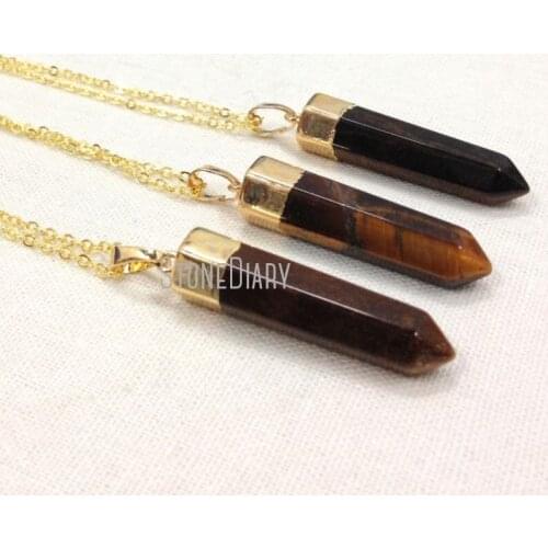 Tiger Eye Necklace Pure Gold Color Point Necklace 18inch-32inch NM12224