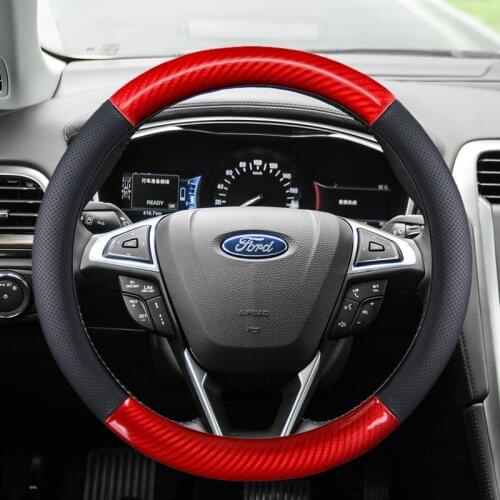 38CM Genuine Leather Car Steering Wheel Cover Anti-slip for Ford Focus 2 3 MK1 MK2 MK3 Auto Interior Accessories