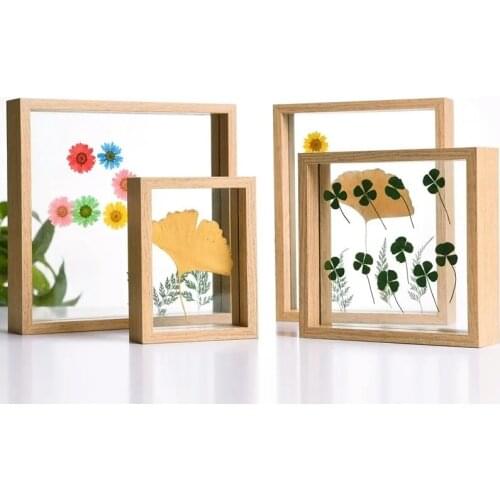 European Double-sided Glass Wooden Photo DIY Frame Acrylic Dried Flower Leaves Specimen Frame Creative Set-up for Home Place