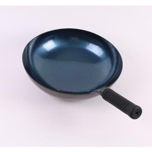 32cm Hand Forged Iron Wok Household Uncoated Cooking Pot Non-stick Thickened Iron Chines Traditional Cookware