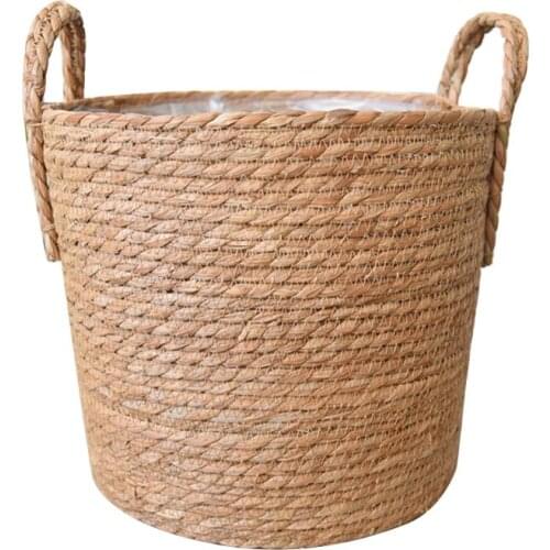 Nordic Handmade Straw Storage Basket Floor Indoor Flower Pot Planter Home Decor