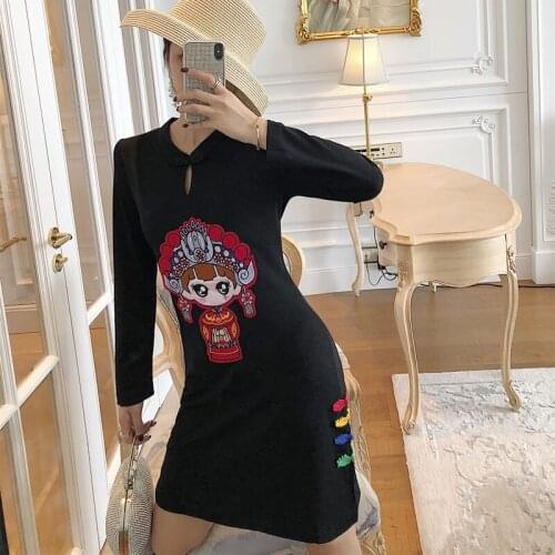 Modern Daily Improved Hanfu Dress l New Small Fresh Embroidery Cheongsam In Autumn And Winter Campus dress