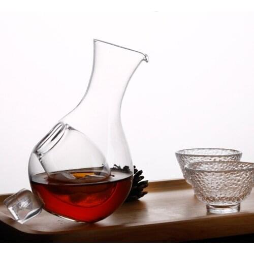 Japanese Style Glass Wine Bottle Thumb Hole Sake Glass Ice Jug Hamster Nest Cooling Room Wine Pourers Decanter Set