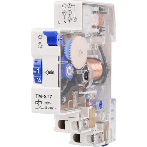 TM-ST7 220V AC 7 Minutes Mechanical Timer 18mm Single Module Din Rail Staircase Timer Time Switch Timer Clock