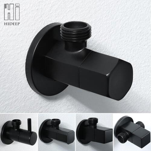 Angle Valve Black Brass Kitchen Bathroom Toilet Hot Cold Water Switch Valve HIDEEP
