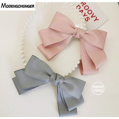 1PC Fashion Pure Color Temperament Barrette Bow For Woman Girls Cloth Ribbon Hairpin Wild Hairgrip Headwear Hair Accessories Hot
