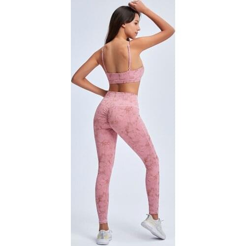 Tie-dye Womens Two Piece Training Seamless Set Sport Tracksuit Yoga Workout Sets Women Sexy Fitness Suit Sports Tight Gymwear