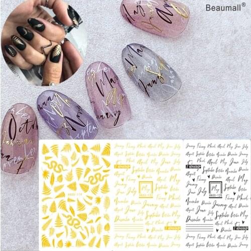 Gold/White/Black Nails Art Manicure Back Glue Decal Decorations Design Nail Sticker For Nails Tips Beauty