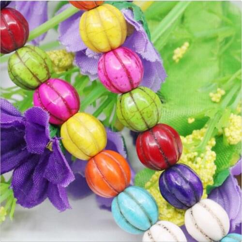 10 12 14mm Multicolor Pumpkin Turkey Turquoises Loose Beads Hand Made For DIY Necklace Bracelet Jewelry Making Design Women Girl