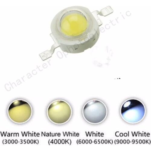 10pcs 1W 3W High Powre LED Bead Warm white Neutral White Cool white 10000K 20000k 30000k LED Chip Emitter for light diy