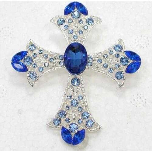 12pcs/lot Wholesale Fashion Brooch Rhinestone Cross Pin brooches & Pendant in 6 colors C101324