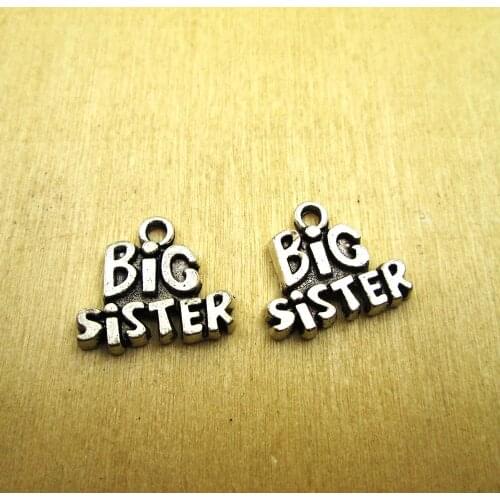 15pcs--19x16mm Big Sister Charm Big Sister SuppliesDIY necklace/ bracelets charms antique silver tone