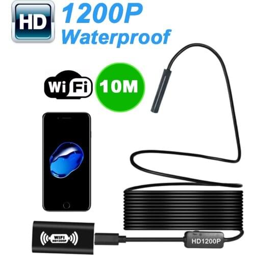 2/3.5/5/10M Wifi Micro Endoscope 1200P HD Camera Megapixels for IOS Android Waterproof Camcorder Engine Borescope Pipe 8mm 8 LED