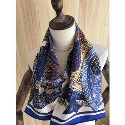 2020 new arrival autumn winter classic blue print 100% silk scarf 90*90 cm square shawl twill wrap for women girl lady gift