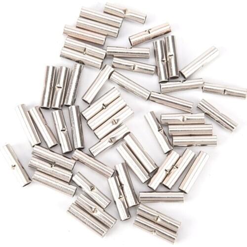 50Pcs Gauge Uninsulated/Non Insulated Butt Crimp Connectors Terminal For 14-16 AWG